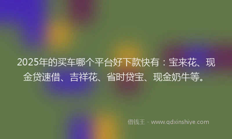 2025年的买车哪个平台好下款快有：宝来花、现金贷速借、吉祥花、省时贷宝、现金奶牛等。