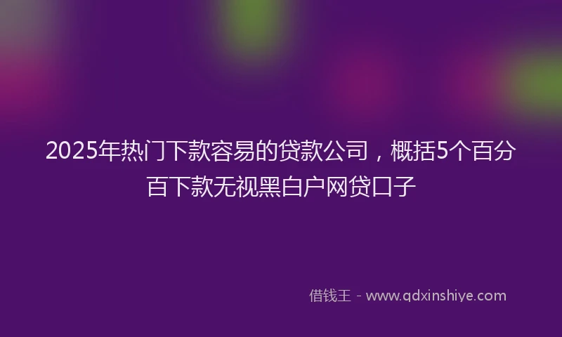 2025年热门下款容易的贷款公司，概括5个百分百下款无视黑白户网贷口子