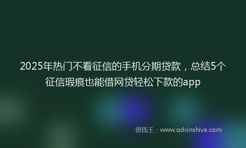 2025年热门不看征信的手机分期贷款，总结5个征信瑕疵也能借网贷轻松下款的app