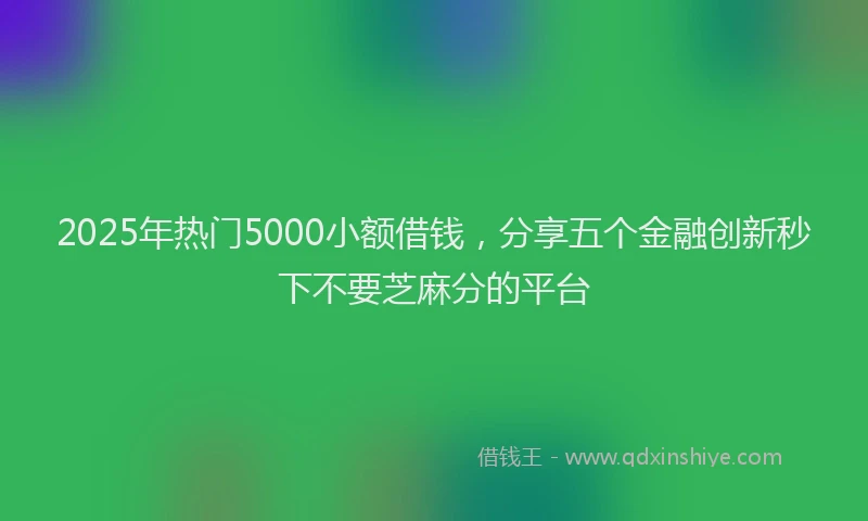 2025年热门5000小额借钱，分享五个金融创新秒下不要芝麻分的平台