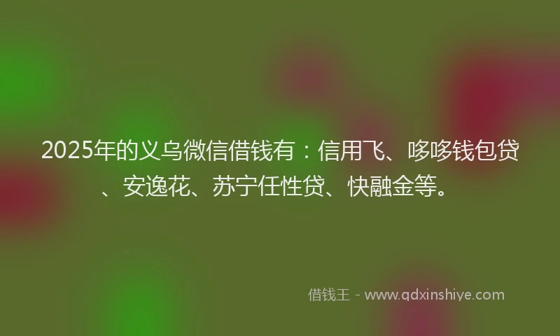 2025年的义乌微信借钱有：信用飞、哆哆钱包贷、安逸花、苏宁任性贷、快融金等。