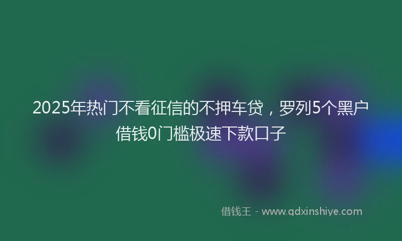 2025年热门不看征信的不押车贷，罗列5个黑户借钱0门槛极速下款口子