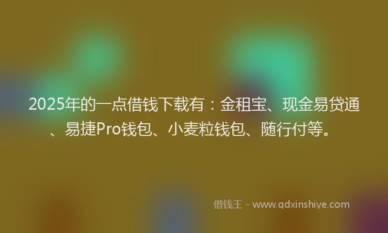 2025年的一点借钱下载有：金租宝、现金易贷通、易捷Pro钱包、小麦粒钱包、随行付等。