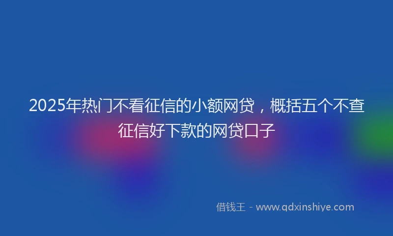 2025年热门不看征信的小额网贷，概括五个不查征信好下款的网贷口子