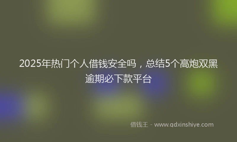 2025年热门个人借钱安全吗，总结5个高炮双黑逾期必下款平台