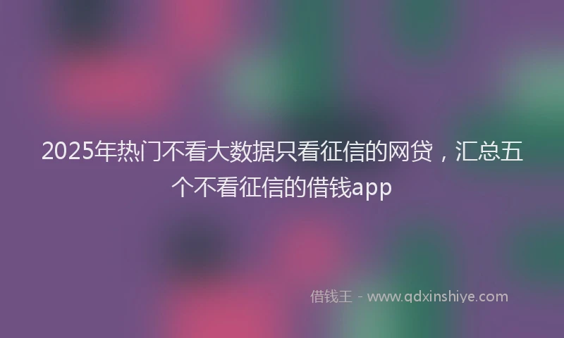 2025年热门不看大数据只看征信的网贷，汇总五个不看征信的借钱app
