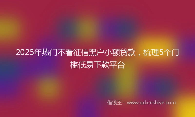 2025年热门不看征信黑户小额贷款，梳理5个门槛低易下款平台