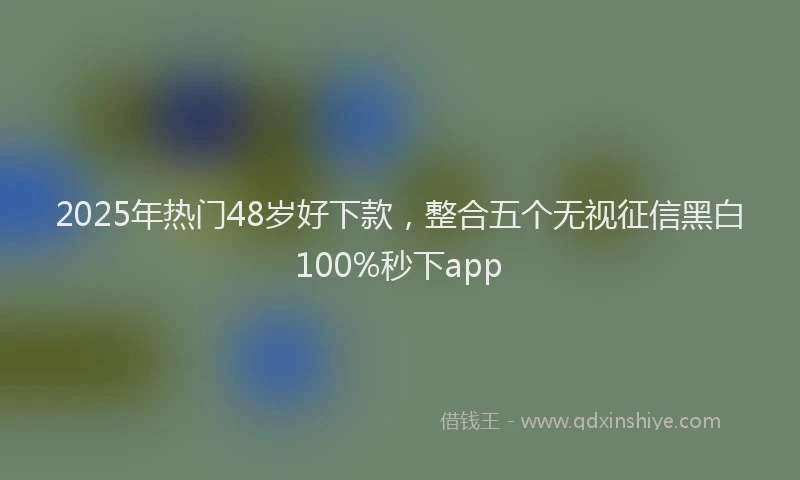2025年热门48岁好下款，整合五个无视征信黑白100%秒下app