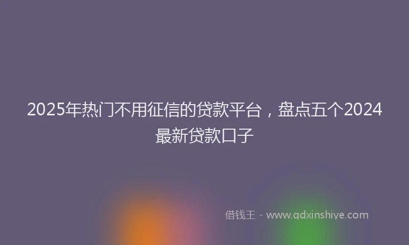 2025年热门不用征信的贷款平台，盘点五个2024最新贷款口子