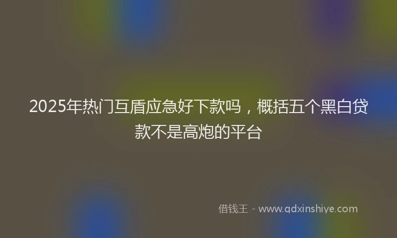 2025年热门互盾应急好下款吗，概括五个黑白贷款不是高炮的平台