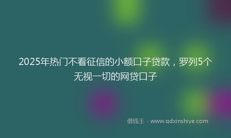 2025年热门不看征信的小额口子贷款，罗列5个无视一切的网贷口子