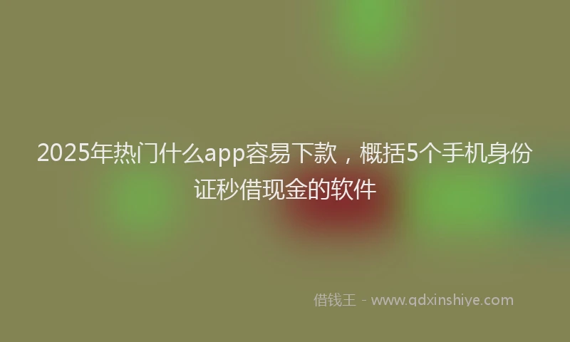 2025年热门什么app容易下款，概括5个手机身份证秒借现金的软件
