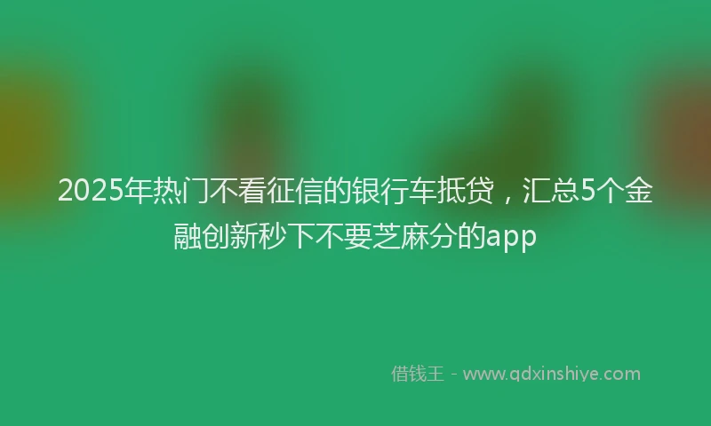 2025年热门不看征信的银行车抵贷，汇总5个金融创新秒下不要芝麻分的app