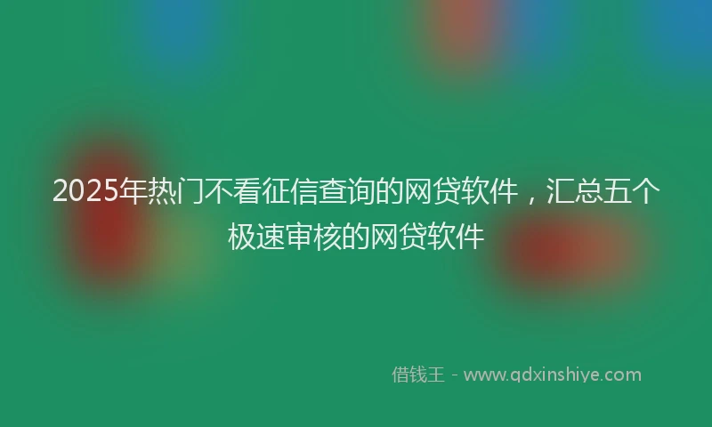 2025年热门不看征信查询的网贷软件，汇总五个极速审核的网贷软件