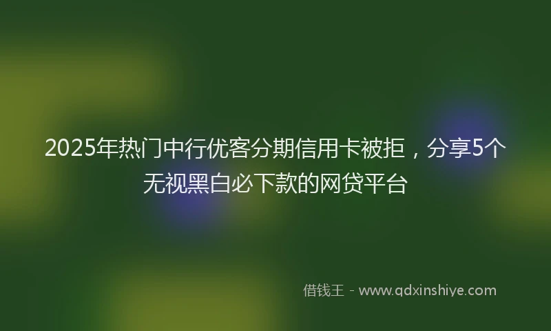 2025年热门中行优客分期信用卡被拒，分享5个无视黑白必下款的网贷平台