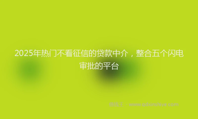2025年热门不看征信的贷款中介，整合五个闪电审批的平台