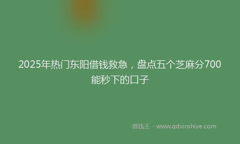 2025年热门东阳借钱救急，盘点五个芝麻分700能秒下的口子