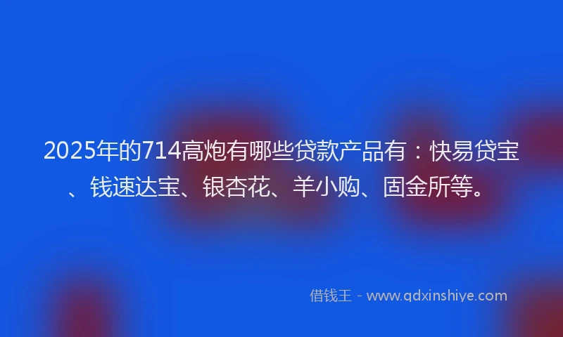 2025年的714高炮有哪些贷款产品有：快易贷宝、钱速达宝、银杏花、羊小购、固金所等。
