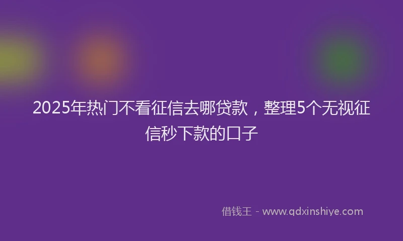 2025年热门不看征信去哪贷款，整理5个无视征信秒下款的口子