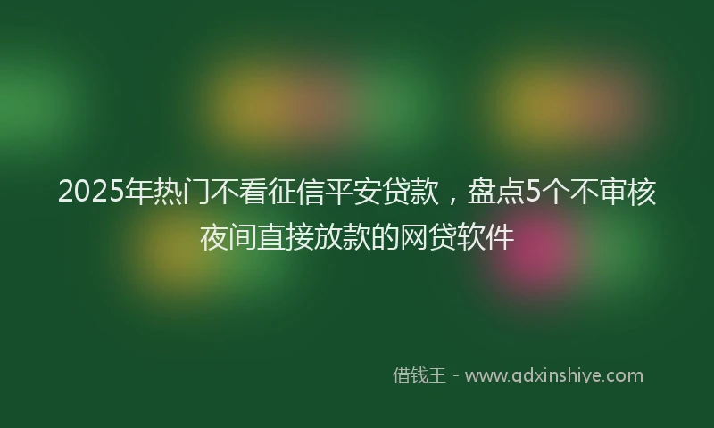 2025年热门不看征信平安贷款，盘点5个不审核夜间直接放款的网贷软件