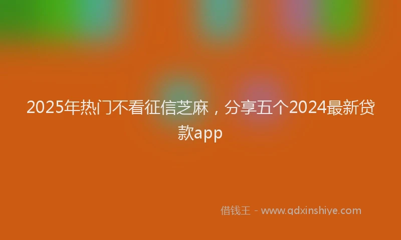 2025年热门不看征信芝麻，分享五个2024最新贷款app