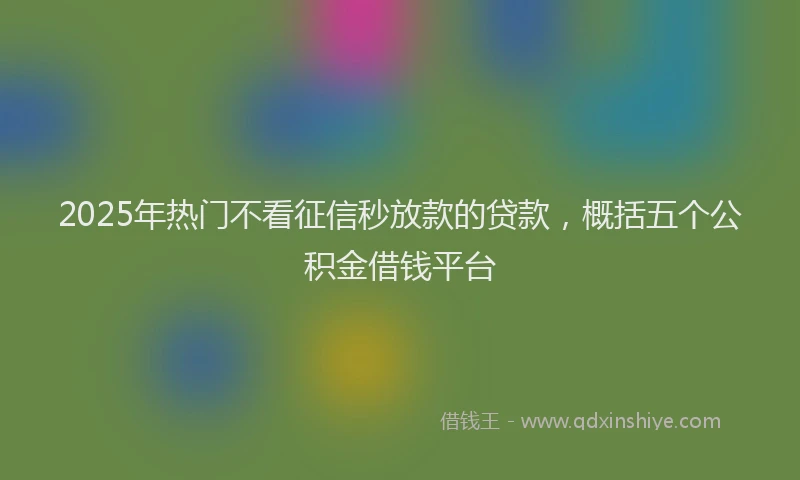 2025年热门不看征信秒放款的贷款，概括五个公积金借钱平台