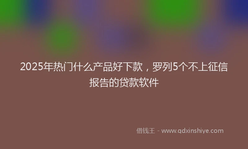 2025年热门什么产品好下款，罗列5个不上征信报告的贷款软件