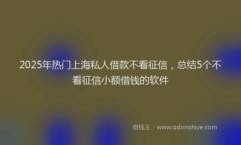 2025年热门上海私人借款不看征信，总结5个不看征信小额借钱的软件
