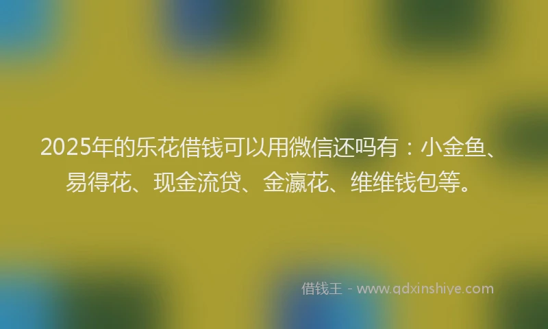 2025年的乐花借钱可以用微信还吗有：小金鱼、易得花、现金流贷、金瀛花、维维钱包等。