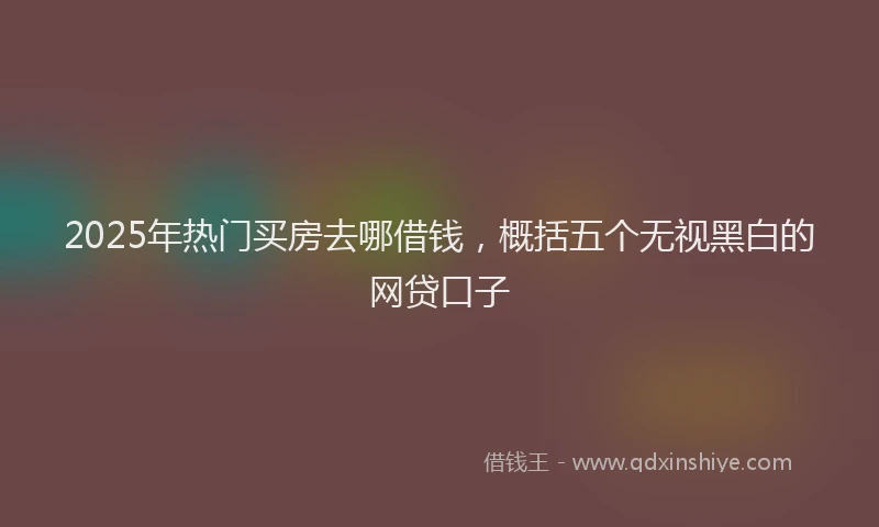 2025年热门买房去哪借钱，概括五个无视黑白的网贷口子
