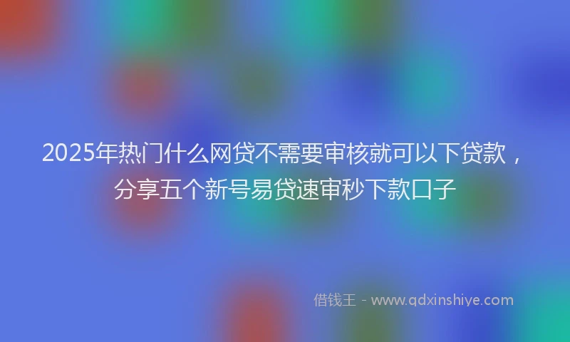 2025年热门什么网贷不需要审核就可以下贷款，分享五个新号易贷速审秒下款口子