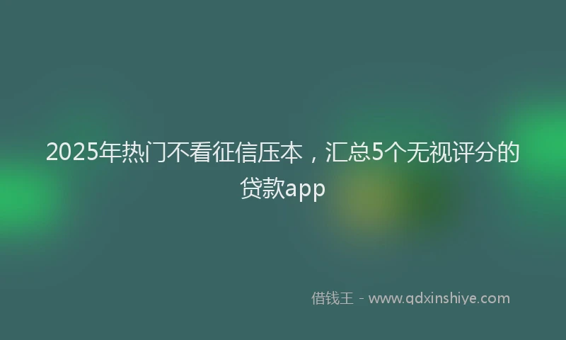 2025年热门不看征信压本，汇总5个无视评分的贷款app