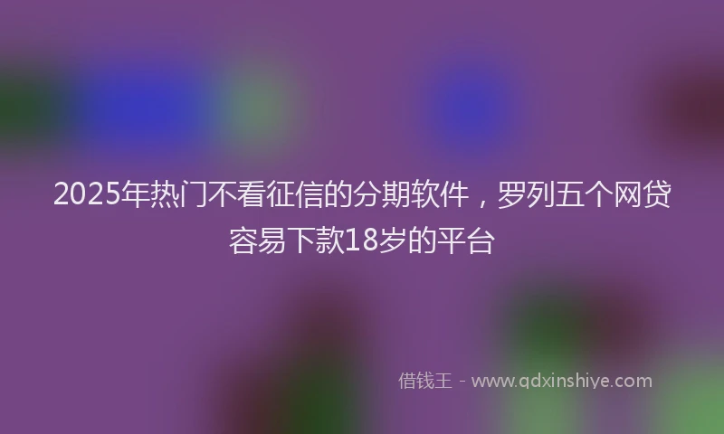 2025年热门不看征信的分期软件，罗列五个网贷容易下款18岁的平台