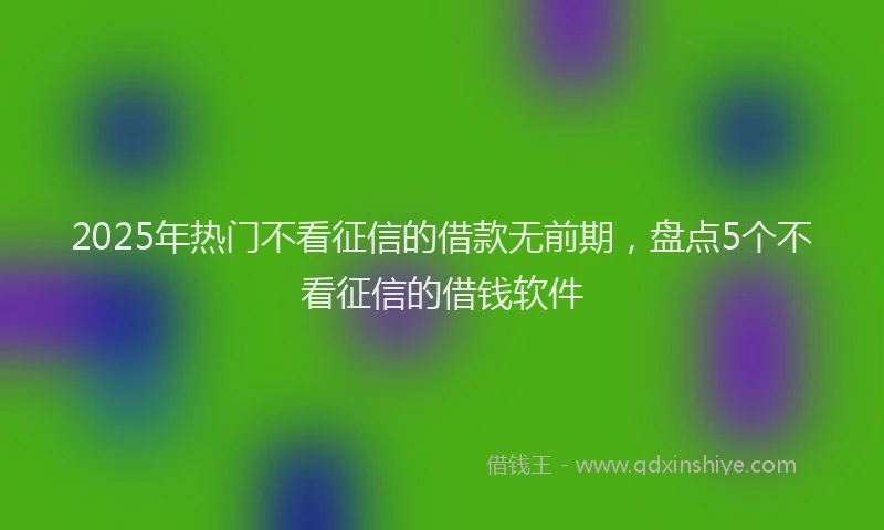 2025年热门不看征信的借款无前期，盘点5个不看征信的借钱软件