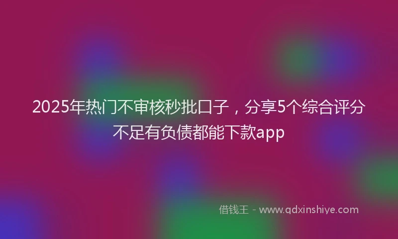 2025年热门不审核秒批口子，分享5个综合评分不足有负债都能下款app