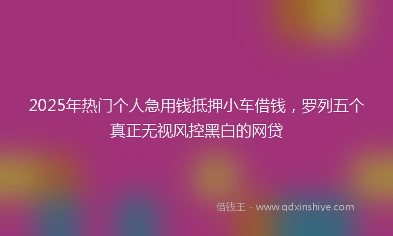 2025年热门个人急用钱抵押小车借钱，罗列五个真正无视风控黑白的网贷