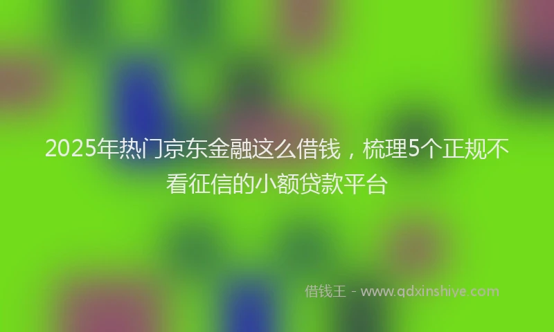 2025年热门京东金融这么借钱，梳理5个正规不看征信的小额贷款平台