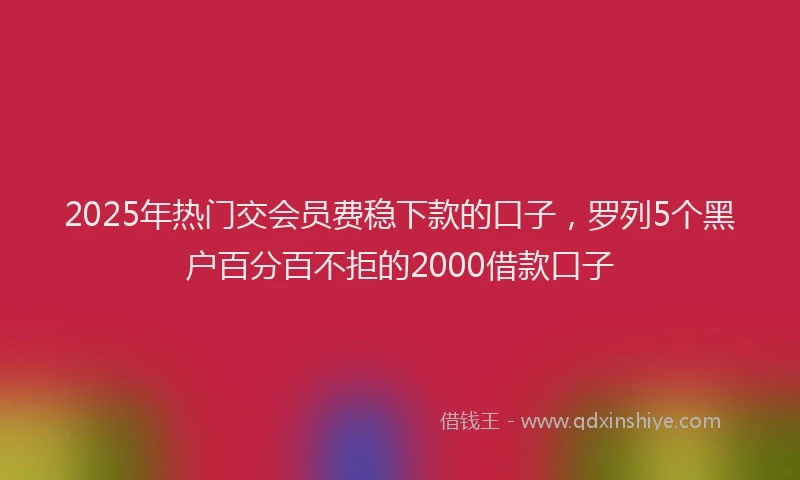 2025年热门交会员费稳下款的口子，罗列5个黑户百分百不拒的2000借款口子