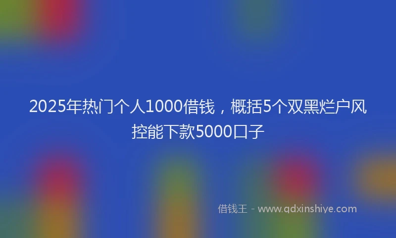 2025年热门个人1000借钱，概括5个双黑烂户风控能下款5000口子