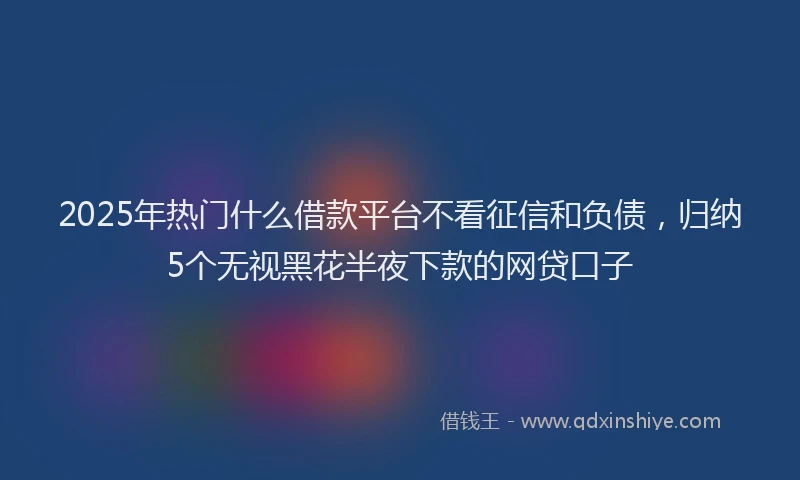 2025年热门什么借款平台不看征信和负债，归纳5个无视黑花半夜下款的网贷口子