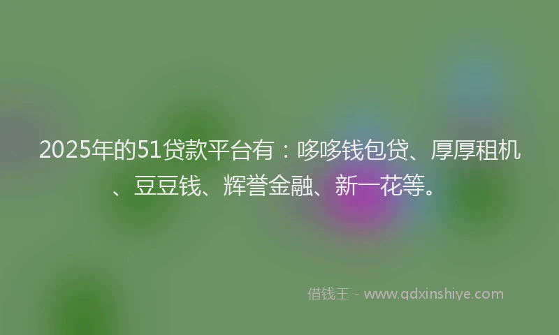 2025年的51贷款平台有：哆哆钱包贷、厚厚租机、豆豆钱、辉誉金融、新一花等。