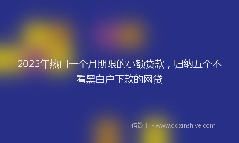 2025年热门一个月期限的小额贷款，归纳五个不看黑白户下款的网贷