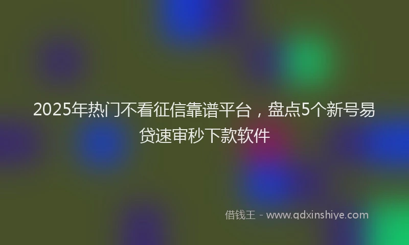 2025年热门不看征信靠谱平台，盘点5个新号易贷速审秒下款软件