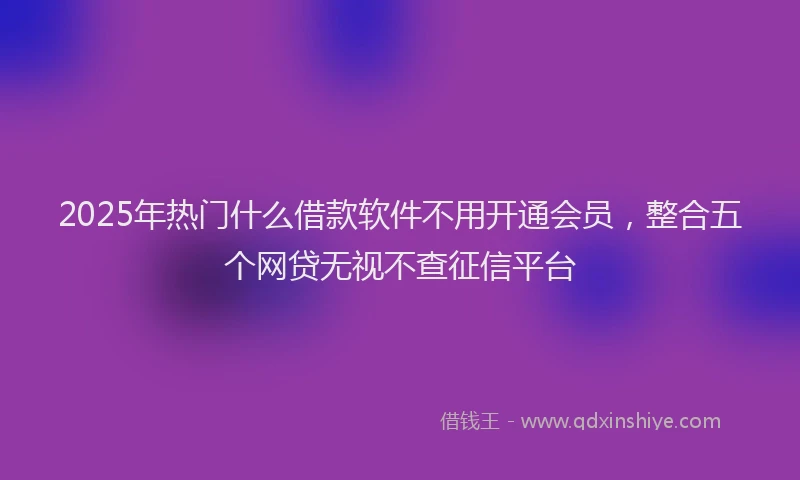 2025年热门什么借款软件不用开通会员，整合五个网贷无视不查征信平台