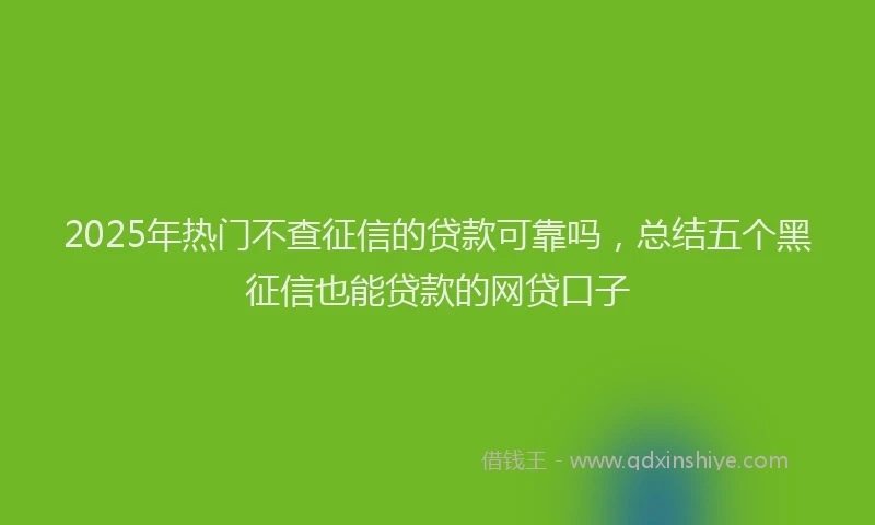 2025年热门不查征信的贷款可靠吗，总结五个黑征信也能贷款的网贷口子