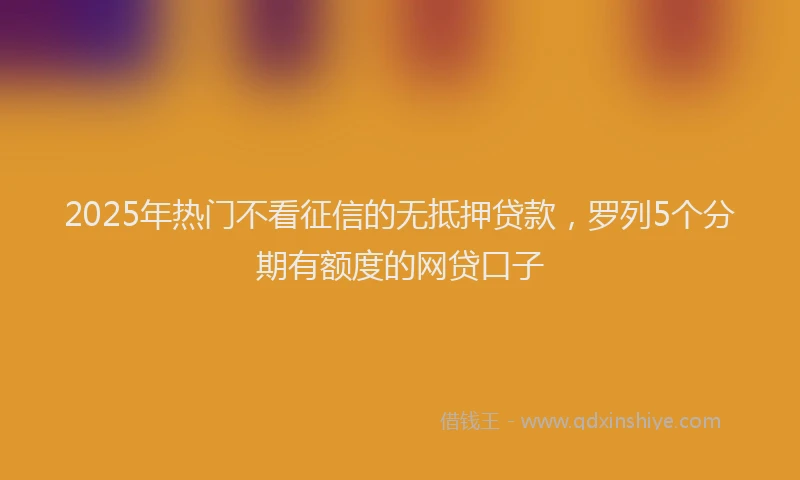 2025年热门不看征信的无抵押贷款，罗列5个分期有额度的网贷口子