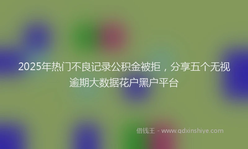 2025年热门不良记录公积金被拒，分享五个无视逾期大数据花户黑户平台