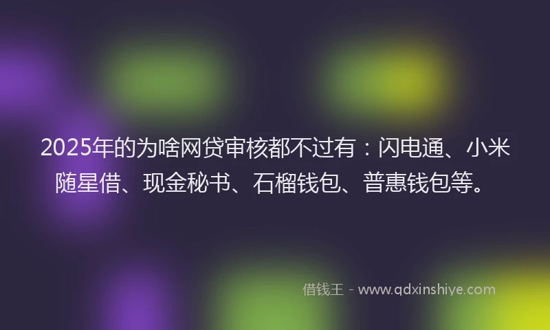 2025年的为啥网贷审核都不过有：闪电通、小米随星借、现金秘书、石榴钱包、普惠钱包等。