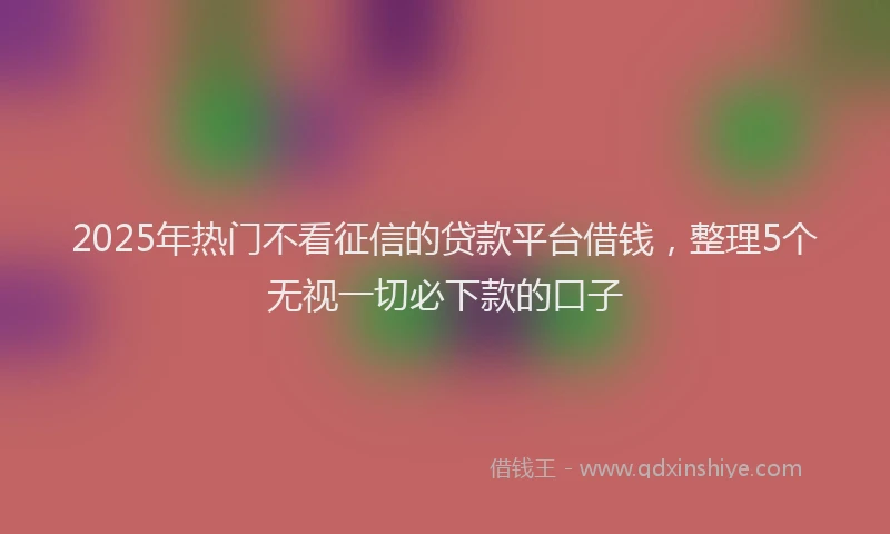 2025年热门不看征信的贷款平台借钱，整理5个无视一切必下款的口子