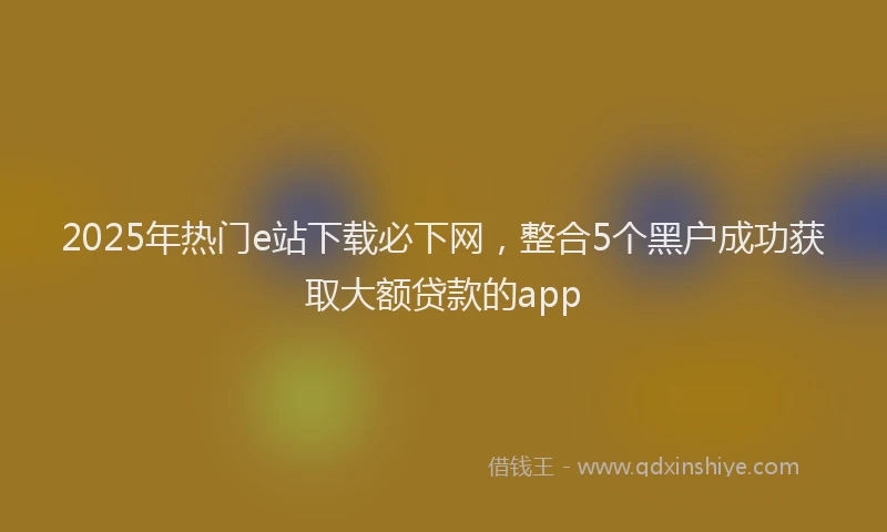 2025年热门e站下载必下网，整合5个黑户成功获取大额贷款的app